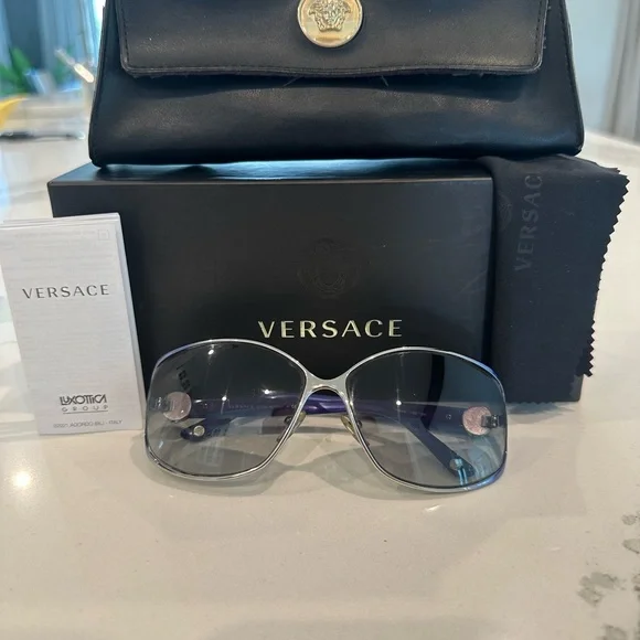 Versace | Accessories | Versace Silver Blue Sunglasses With  display picture 3